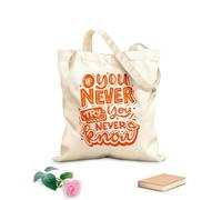 AILOONG Reinforced Bottom Canvas Bag if you never try you never know 340g/m² thick fabric Uses as a gift bag