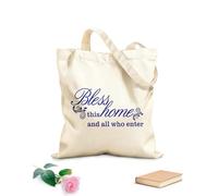 AILOONG Reinforced Bottom Canvas Bag Inspirational Quotes Family Bless This Home 340g/m² thick fabric Uses as a gift bag