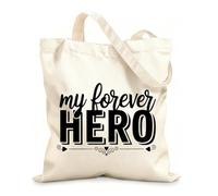 AILOONG Reinforced Bottom Canvas Bag my forever hero 12 oz thick fabric Uses as a gift bag 31x36cm Medium