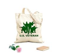 AILOONG Reinforced Bottom Canvas Bag U.S. Veterans, Marines, and Navy Heroes: Supporting Our Troops 340g/m² thick fabric Uses as a gift bag
