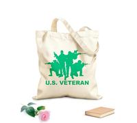 AILOONG Reinforced Bottom Canvas Bag U.S. Veterans, Marines, and Navy Heroes: Supporting Our Troops 340g/m² thick fabric Uses as a gift bag