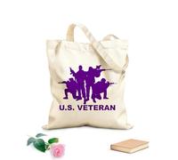 AILOONG Reinforced Bottom Canvas Bag U.S. Veterans, Marines, and Navy Heroes: Supporting Our Troops 340g/m² thick fabric Uses as a gift bag