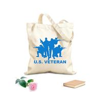 AILOONG Reinforced Bottom Canvas Bag U.S. Veterans, Marines, and Navy Heroes: Supporting Our Troops 340g/m² thick fabric Uses as a gift bag