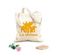 AILOONG Reinforced Bottom Canvas Bag U.S. Veterans, Marines, and Navy Heroes: Supporting Our Troops 340g/m² thick fabric Uses as a gift bag