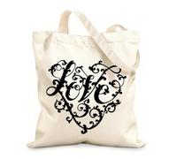 AILOONG Reinforced Bottom Canvas Bag valentines day calligraphy and lettering 12 oz thick fabric Uses as a gift bag 25x30cm Small