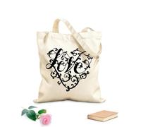 AILOONG Reinforced Bottom Canvas Bag valentines day calligraphy and lettering 12 oz thick fabric Uses as a gift bag 25x30cm Small
