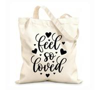 AILOONG Reinforced Bottom Canvas Bag valentines day love feeling so loved heart 12 oz thick fabric Uses as a gift bag 31x36cm Medium