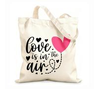 AILOONG Reinforced Bottom Canvas Bag Valentine's Day love in the air heart 12 oz thick fabric Uses as a gift bag 25x30cm Small