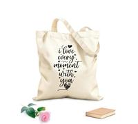 AILOONG Reinforced Bottom Canvas Bag Valentine's Day Love Typography 12 oz thick fabric Uses as a gift bag 25x30cm Small
