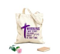 AILOONG Reinforced Bottom Canvas Bag warning i'may start talking about jesus 340g/m² thick fabric Uses as a gift bag