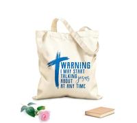 AILOONG Reinforced Bottom Canvas Bag warning i'may start talking about jesus 340g/m² thick fabric Uses as a gift bag