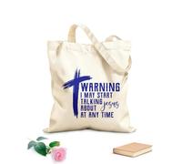 AILOONG Reinforced Bottom Canvas Bag warning i'may start talking about jesus 340g/m² thick fabric Uses as a gift bag