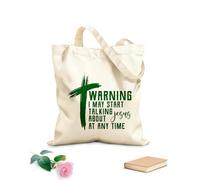 AILOONG Reinforced Bottom Canvas Bag warning i'may start talking about jesus 340g/m² thick fabric Uses as a gift bag