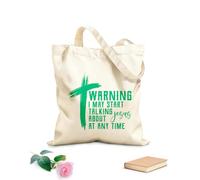 AILOONG Reinforced Bottom Canvas Bag warning i'may start talking about jesus 340g/m² thick fabric Uses as a gift bag