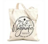 AILOONG Reinforced Bottom Canvas Bag waymaker miracle worker promise keeper my 12 oz thick fabric Uses as a gift bag 35x40cm Large