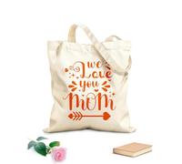 AILOONG Reinforced Bottom Canvas Bag we love you mom typography 340g/m² thick fabric Uses as a gift bag