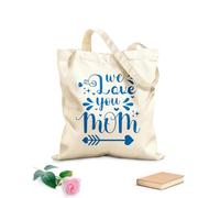 AILOONG Reinforced Bottom Canvas Bag we love you mom typography 340g/m² thick fabric Uses as a gift bag