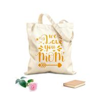 AILOONG Reinforced Bottom Canvas Bag we love you mom typography 340g/m² thick fabric Uses as a gift bag
