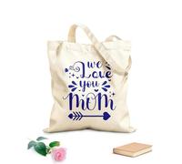 AILOONG Reinforced Bottom Canvas Bag we love you mom typography 340g/m² thick fabric Uses as a gift bag