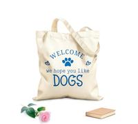 AILOONG Reinforced Bottom Canvas Bag welcome to our homewelcome we hope you like dog 340g/m² thick fabric Uses as a gift bag