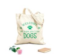 AILOONG Reinforced Bottom Canvas Bag welcome to our homewelcome we hope you like dog 340g/m² thick fabric Uses as a gift bag