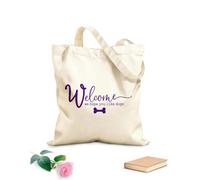 AILOONG Reinforced Bottom Canvas Bag welcome to our homewelcome we hope you like dog 340g/m² thick fabric Uses as a gift bag