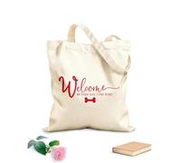 AILOONG Reinforced Bottom Canvas Bag welcome to our homewelcome we hope you like dog 340g/m² thick fabric Uses as a gift bag