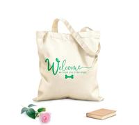 AILOONG Reinforced Bottom Canvas Bag welcome to our homewelcome we hope you like dog 340g/m² thick fabric Uses as a gift bag