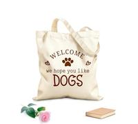 AILOONG Reinforced Bottom Canvas Bag welcome to our homewelcome we hope you like dog 340g/m² thick fabric Uses as a gift bag
