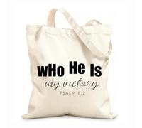 AILOONG Reinforced Bottom Canvas Bag who he is my victory 12 oz thick fabric Uses as a gift bag 31x36cm Medium