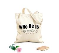 AILOONG Reinforced Bottom Canvas Bag who he is my victory 12 oz thick fabric Uses as a gift bag 35x40cm Large