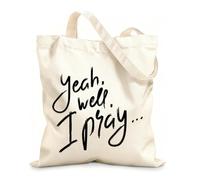 AILOONG Reinforced Bottom Canvas Bag yeah well i pray 12 oz thick fabric Uses as a gift bag 25x30cm Small