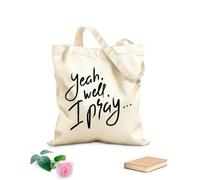 AILOONG Reinforced Bottom Canvas Bag yeah well i pray 12 oz thick fabric Uses as a gift bag 25x30cm Small