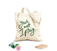 AILOONG Reinforced Bottom Canvas Bag yeah well i pray 340g/m² thick fabric Uses as a gift bag