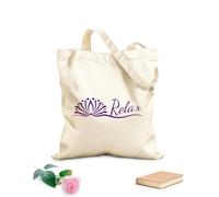 AILOONG Relax Yoga Studio Breathe Lotus Flower Buddhism Meditation Unbleached Canvas Tote Bag 340g/m² thick fabric Uses as a tool bag
