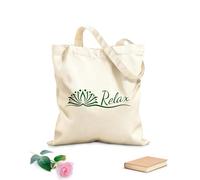 AILOONG Relax Yoga Studio Breathe Lotus Flower Buddhism Meditation Unbleached Canvas Tote Bag 340g/m² thick fabric Uses as a tool bag