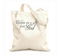 AILOONG Religion Quote Children God Quote Unbleached Canvas Tote Bag 12 oz thick fabric Uses as a tool bag 35x40cm Large