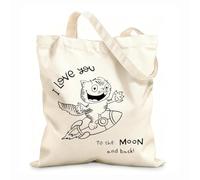 AILOONG Reusable Shopper Bags A Cat Flying On Rocket 12 oz thick fabric Foldable 31x36cm Medium