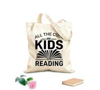 AILOONG Reusable Shopper Bags All The Cool Are Kids Reading 12 oz thick fabric Foldable 35x40cm Large