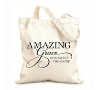 AILOONG Reusable Shopper Bags Amazing Grace Sign Lettering Quotes 12 oz thick fabric Foldable 25x30cm Small