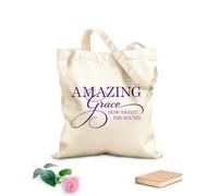 AILOONG Reusable Shopper Bags Amazing Grace Sign Lettering Quotes 340g/m² thick fabric Foldable
