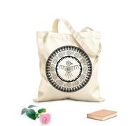 AILOONG Reusable Shopper Bags Aztec Bird Round Frame Sign Isolated Maya Tattoo 12 oz thick fabric Foldable 31x36cm Medium