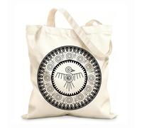 AILOONG Reusable Shopper Bags Aztec Bird Round Frame Sign Isolated Maya Tattoo 12 oz thick fabric Foldable 35x40cm Large