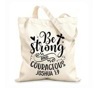 AILOONG Reusable Shopper Bags Be Strong And Courageous Joshua 19 12 oz thick fabric Foldable 25x30cm Small