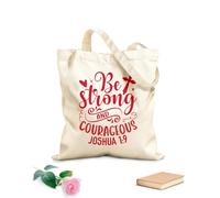 AILOONG Reusable Shopper Bags Be Strong And Courageous Joshua 19 340g/m² thick fabric Foldable