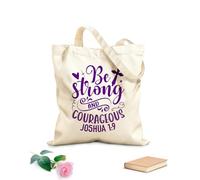 AILOONG Reusable Shopper Bags Be Strong And Courageous Joshua 19 340g/m² thick fabric Foldable