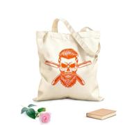 AILOONG Reusable Shopper Bags Bearded And Mustached Barber Skull 340g/m² thick fabric Foldable