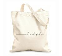 AILOONG Reusable Shopper Bags Beautiful Word Continuous One Line 12 oz thick fabric Foldable 31x36cm Medium