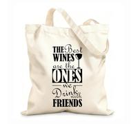 AILOONG Reusable Shopper Bags Best Wines Are Ones We Drink With Friend 12 oz thick fabric Foldable 25x30cm Small