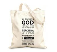 AILOONG Reusable Shopper Bags Bible Quote From 2 Timothy All Scripture 12 oz thick fabric Foldable 25x30cm Small